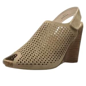 Sudini size 9.5 Taupe sling back dress wedge " Aly " perforated